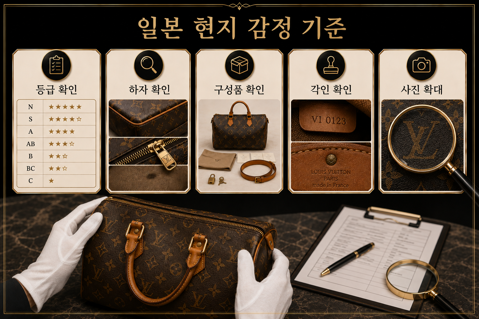 상품 등급, 하자, 구성품, 사진 확대 확인 안내